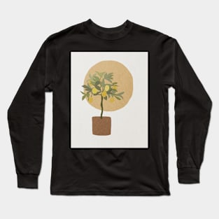 Abstract sun and lemon tree, Mid century art print Long Sleeve T-Shirt